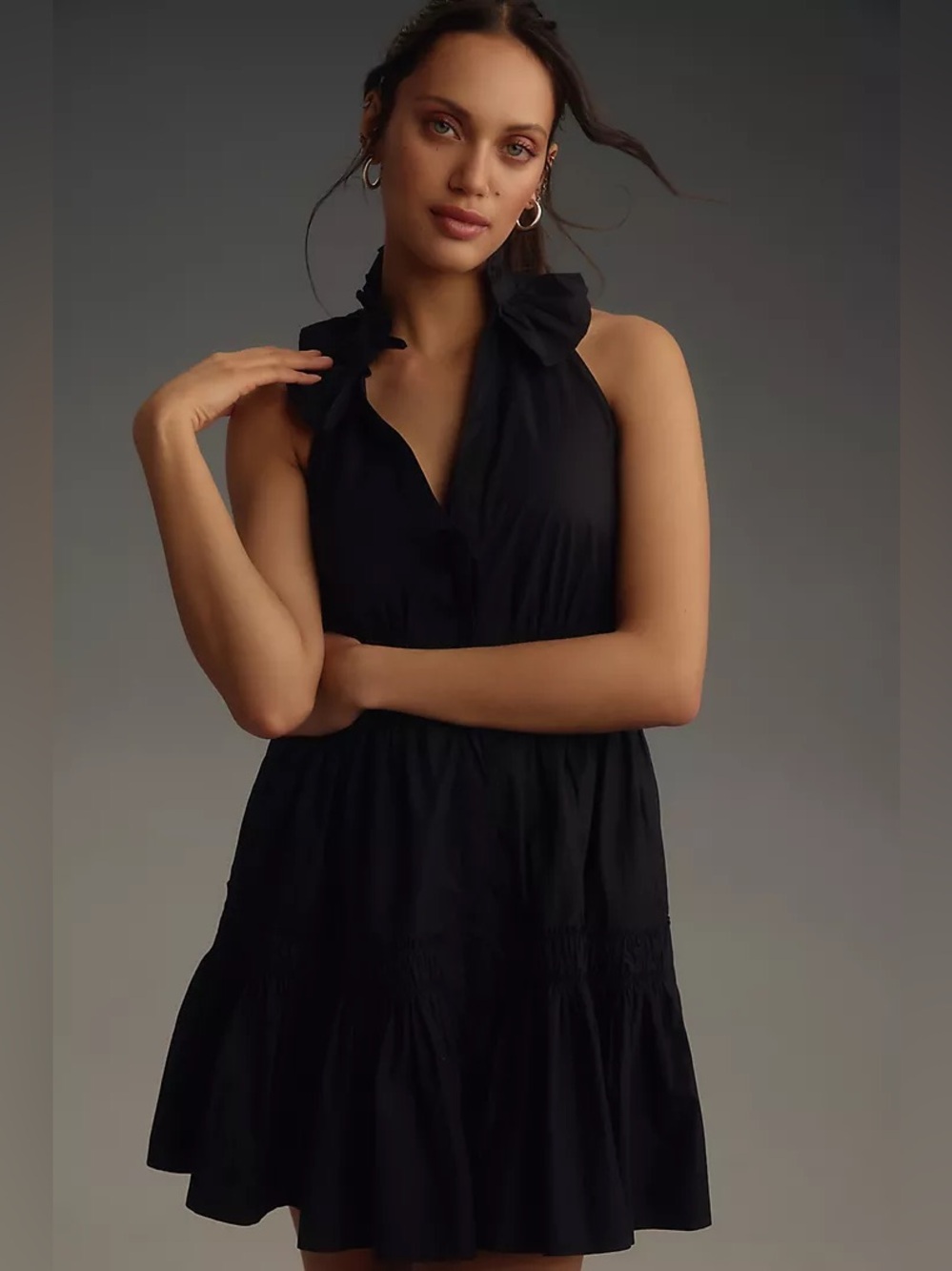 Maeve Halter V-Neck Belted Mini Dress